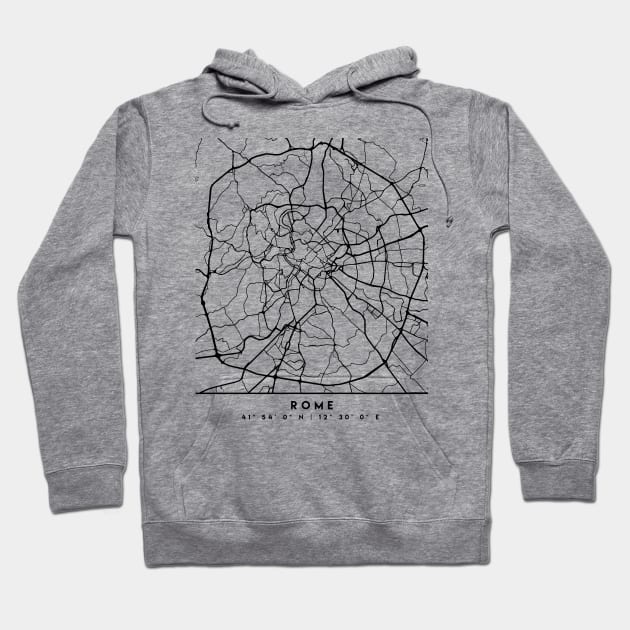 ROME ITALY BLACK CITY STREET MAP ART Hoodie by deificusArt